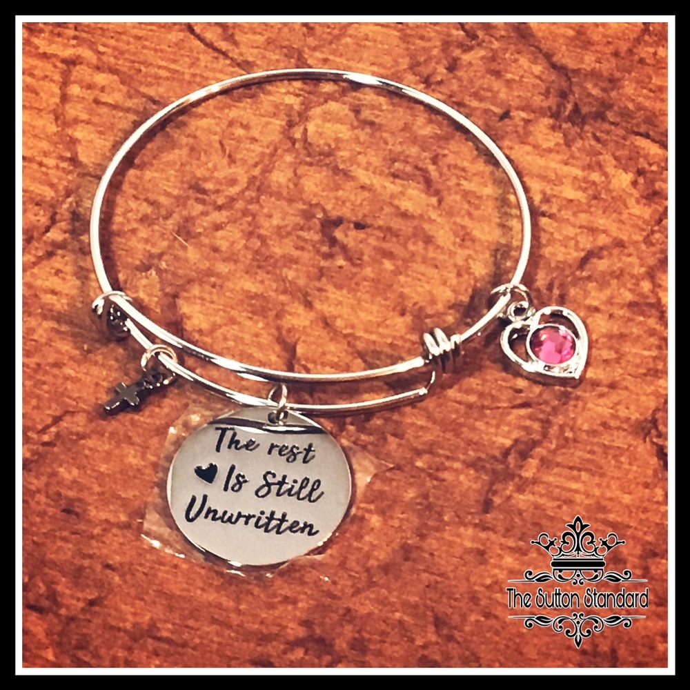 Stainless steel bangle charm bracelet heart cross